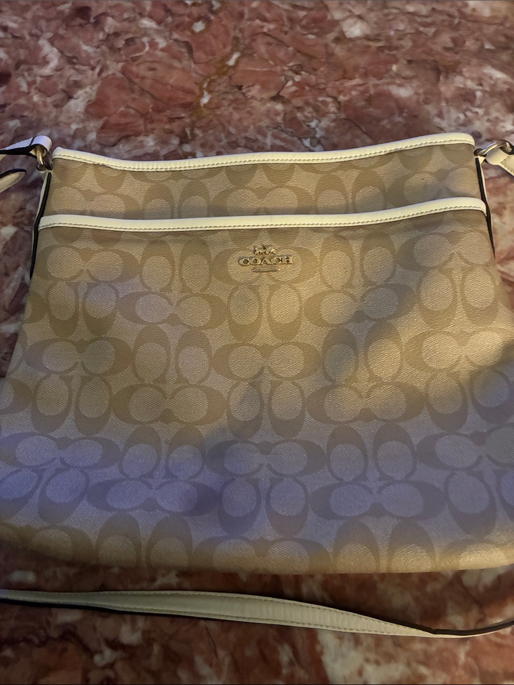 Coach Beige Signature Canvas Crossbody Bag